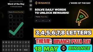 Theme Binance Pizza Day WOTD | Binance Crypto WODL Answers Today | All Letters WOTD