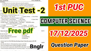 1st puc computer science unit test 2  question paper 2025 with answers