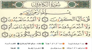تعلم التجويد تلقينا سورة الكافرون تحقيق الشيخ الحصري