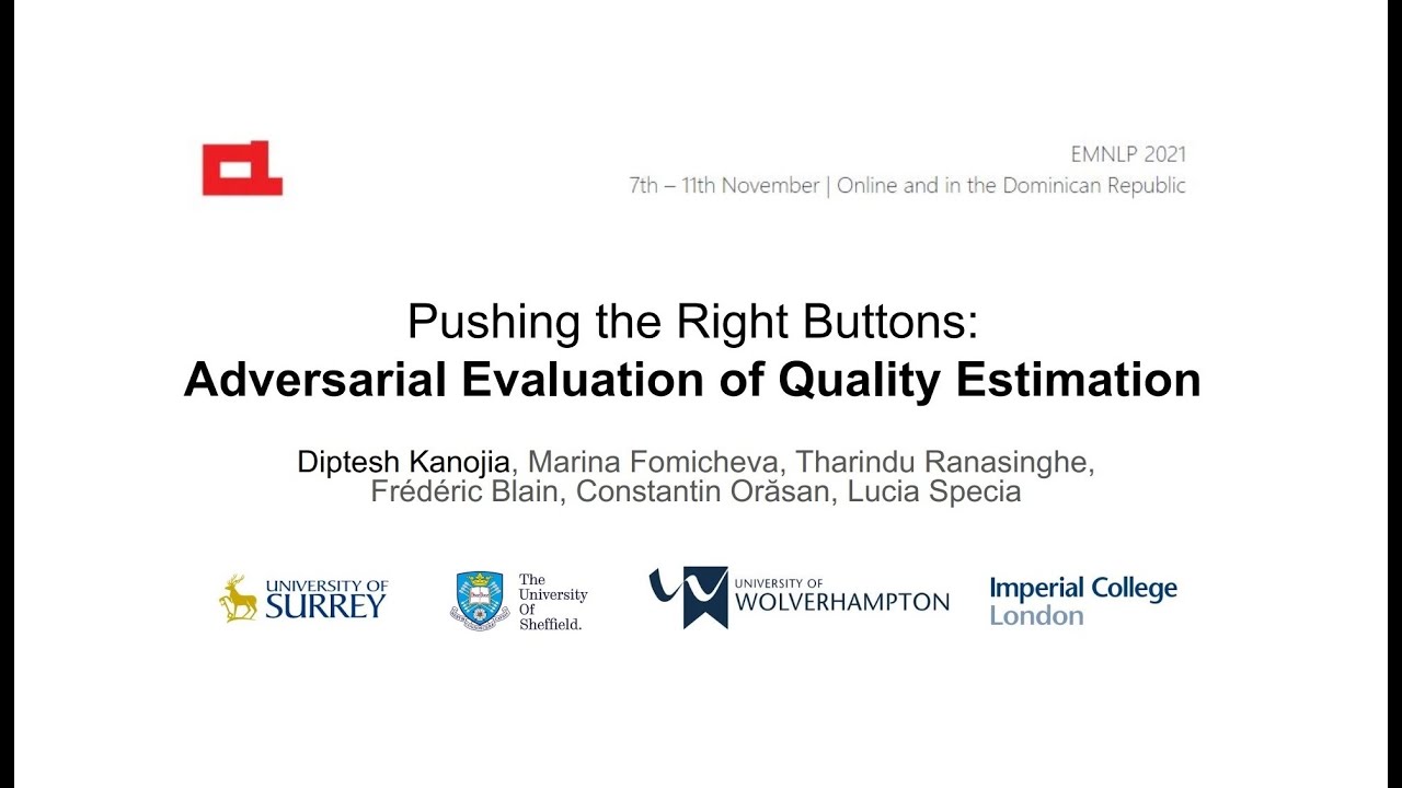 [WMT 2021] Pushing the Right Buttons: Adversarial Evaluation of Quality Estimation
