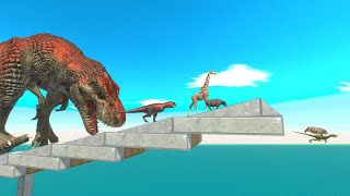 Suspension Bridge Challenge - Escape From The Jaws Of The T-Rex | Animal Revolt Battle Simulator