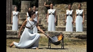 Наживо!  Запалення вогню в Стародавній Олімпії Olympic Flame lighting ceremony in Ancient Olympia