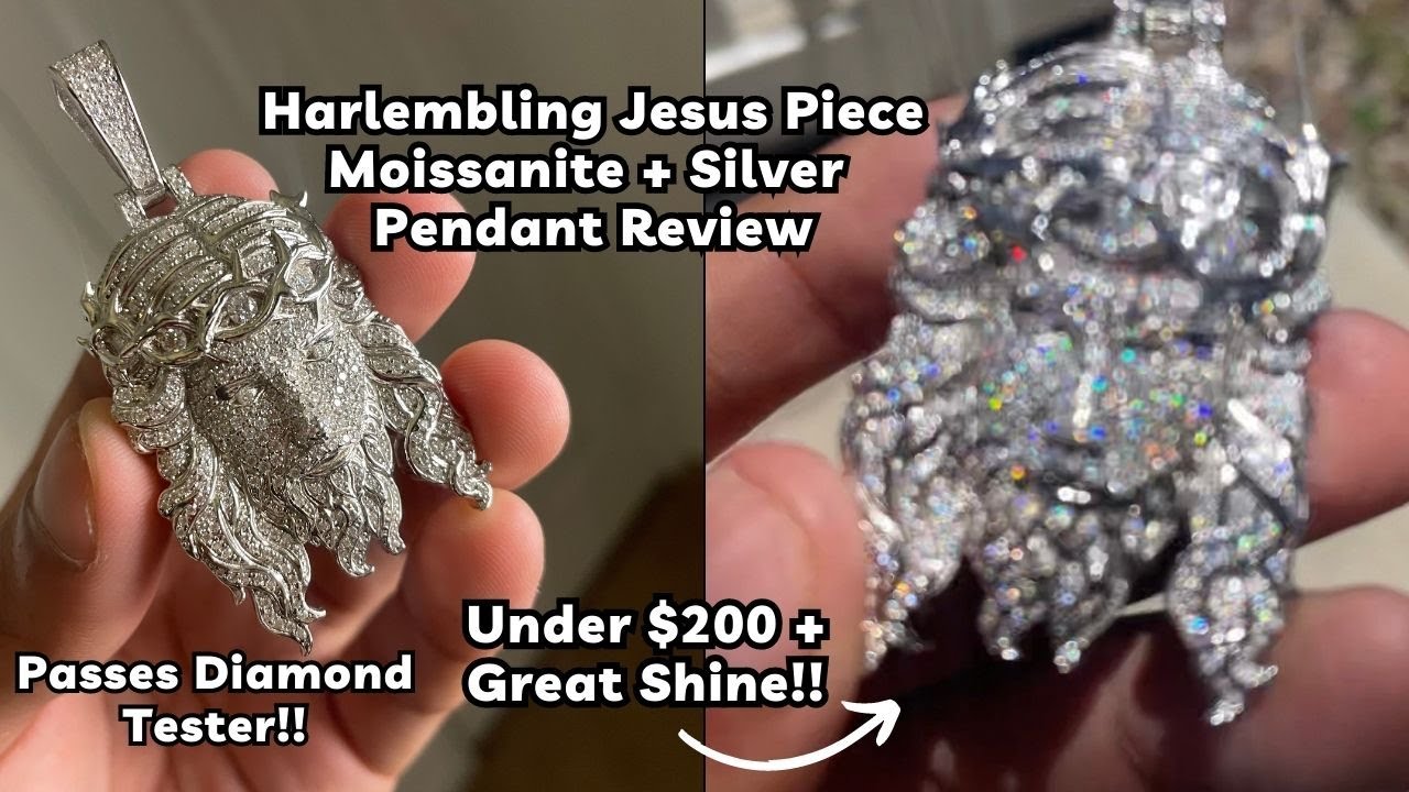 HarlemBling Jesus Piece Iced Out Moissanite Pendant 925 Silver + Diamond Tester