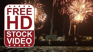 Free Stock Videos – fireworks bursting on night sky above the city 3D animation screenshot 4