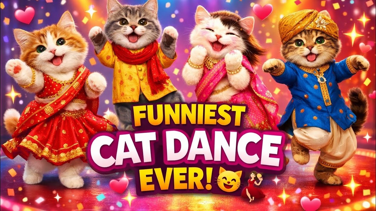 “4 Cats Dancing in Indian Outfits! 😂🐱💃 Funniest Cat Dance Ever!”