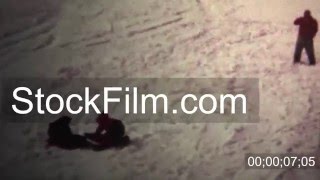 1965 Kids Winter Sledding Down Hill