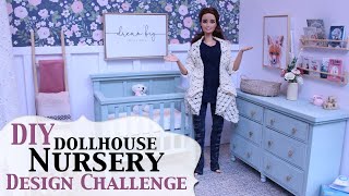 DIY  Dollhouse Nursery Design challenge Part 1    Barbie Nursery Decor  Barbie Furniture  Crib