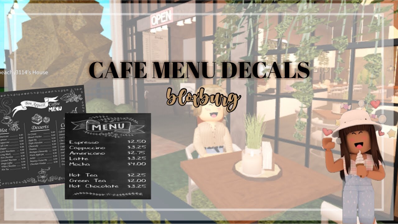 roblox bloxburg cafe coffee shop logo sign decals  Cafe decal codes  bloxburg, Bloxburg coffee shop ideas, Cafe sign