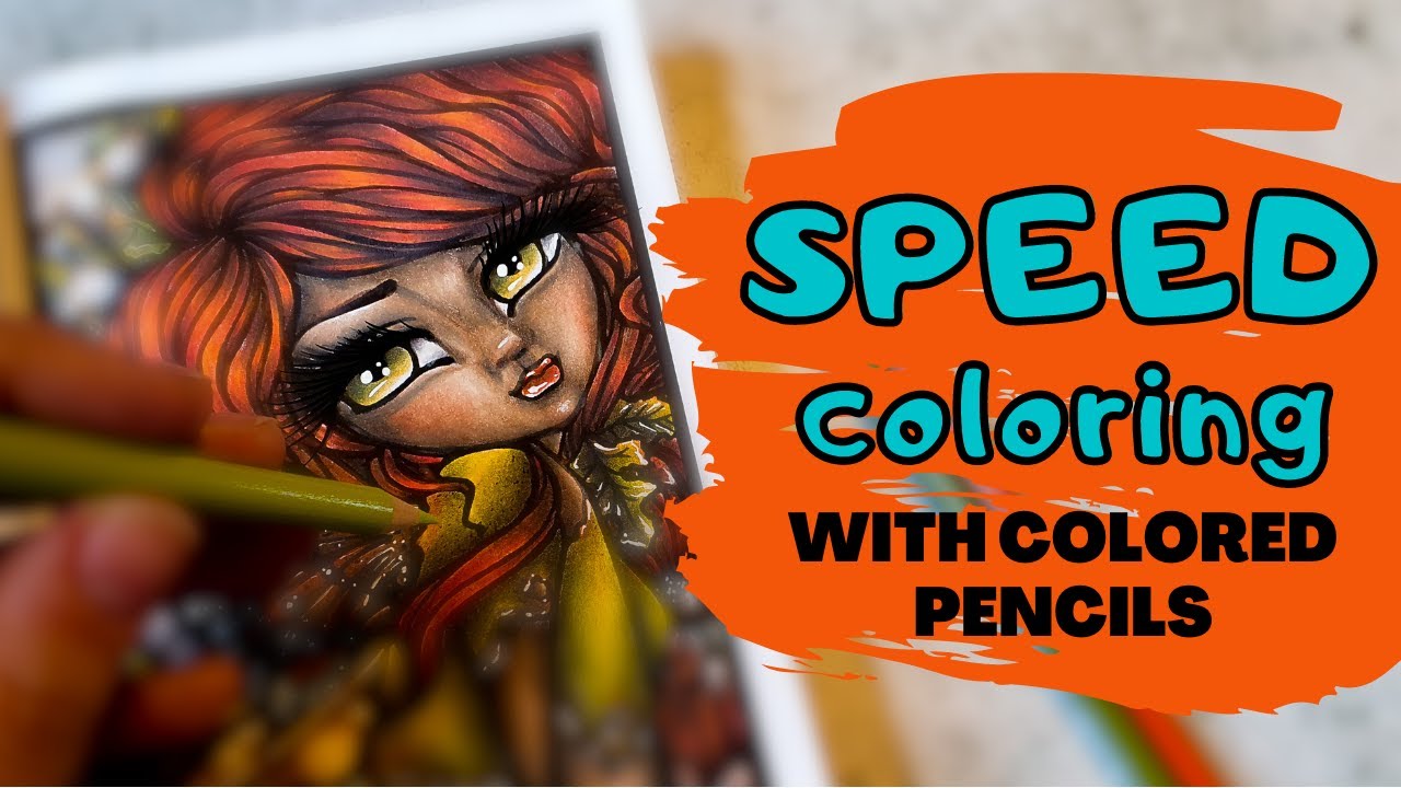 SPEED COLORING / Autumn From Enchanted Faces Pocket Coloring Book by Hannah Lynn Art