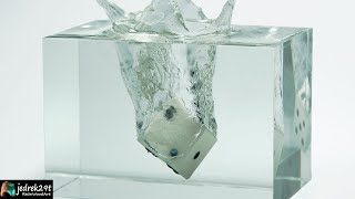 Splash water Diorama. Game Dice Underwater \/ RESIN ART