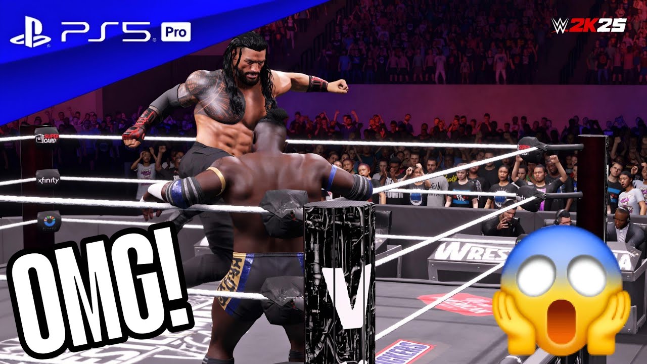 WWE 2K25 - Roman Reigns vs. Oba Femi No Holds Barred Match at WrestleMania 42 | PS5 Pro [4K60 HDR]