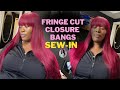 HOW TO: FRINGE BANG ON A CLOSURE, RAZOR CUT| SEW-IN INSTALL