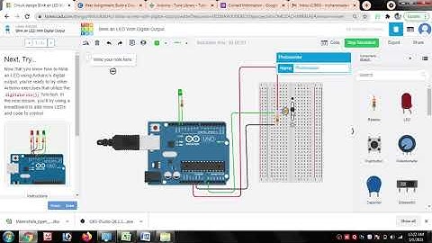 Controlling the rate of blinking of LED with photoresistor | Arduino | Tinkercad | Photoresistor
