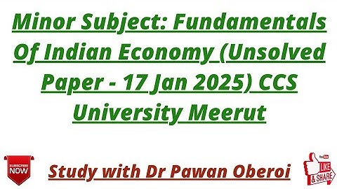 Minor Subject: Fundamentals Of Indian Economy (Unsolved Paper - 17 Jan 2025) CCS University Meerut