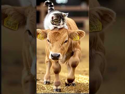 القطة فوق رأس البقر  النظافه  المراه  موسيقار  الظروف  اعتني