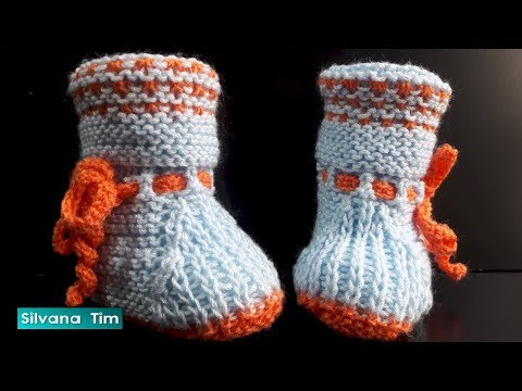 Escarpines "Cariño". Botitas para bebes con dos agujas # 708