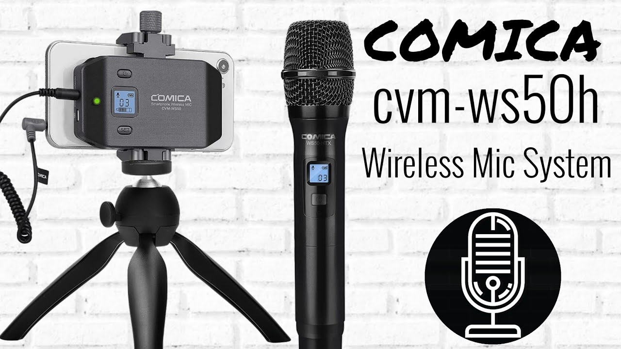 Wireless Microphone for Smartphone, Comica CVM-WS50(H) Handheld Microphone  for iPhone/Android Phones Interview, Professional Recording Mic for Sing