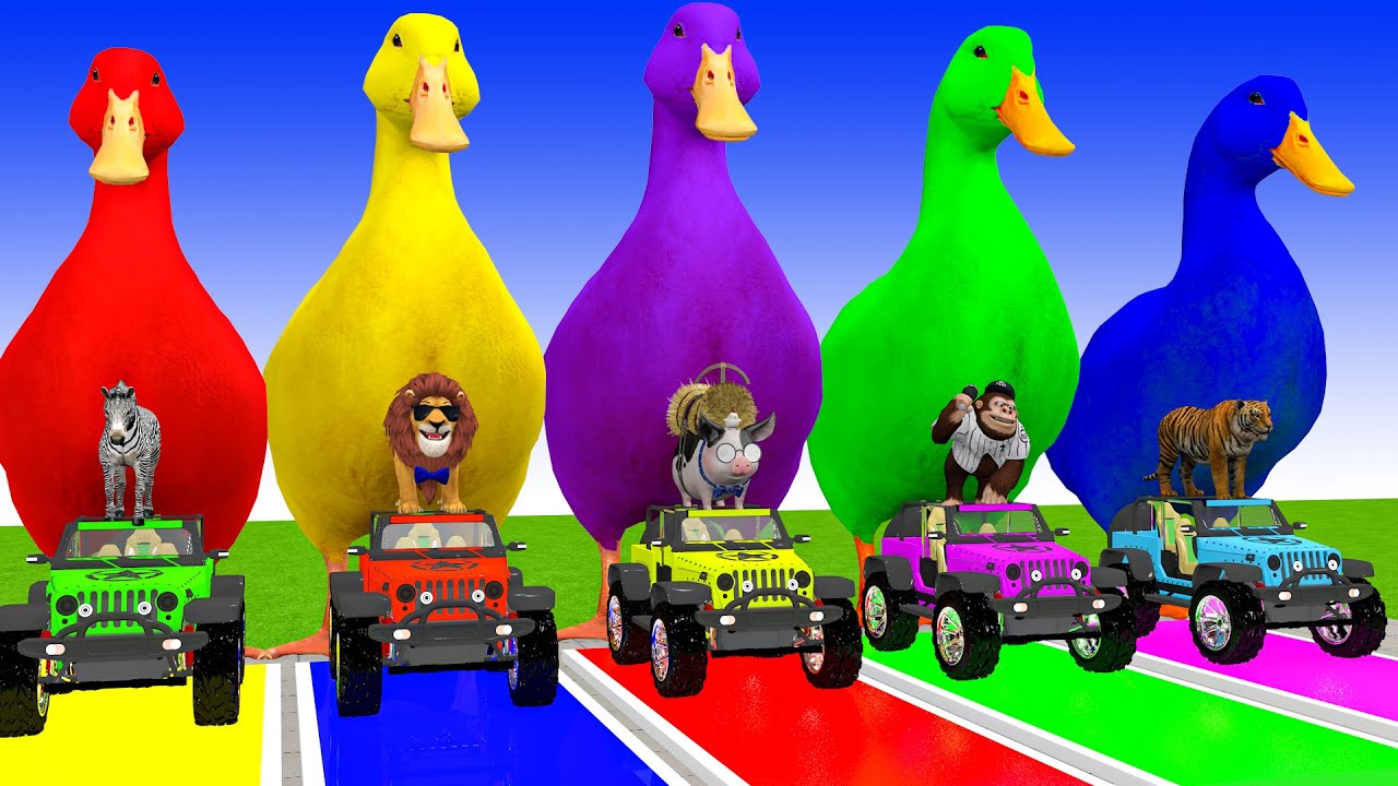 Long Slide Game With Cow Elephant Gorilla Hippopotamus Tiger 3d Animal Game Funny 3d Animals