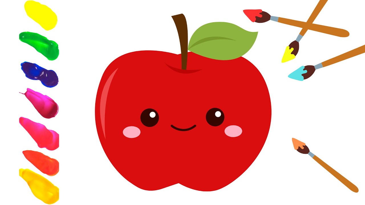 How to Draw an Apple | Easy Drawing with Colors for Kids - YouTube