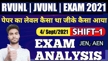 Rvunl JE Exam Analysis 2021 First Shift 4 SEP 2021