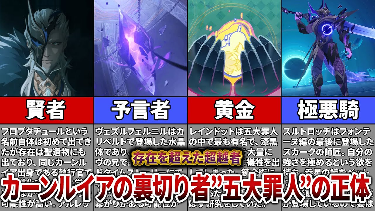 【原神】最強の力を手に入れた超越者「五大罪人」の正体がヤバすぎる…現在分かっていることを徹底解説！【ゆっくり解説】