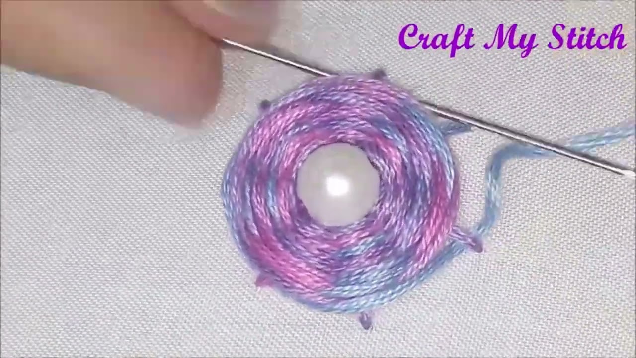 Cute flower with beads - Hand embroidery (easy quick and beautiful for all festivals)