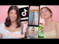TRYING tiktok DIY fashion HACKS to UPCYCLE our old clothes
