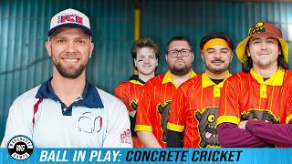 Pro Cricket Player vs 4 Amateurs | Game 1| We Got Ice vs Woogas | Ball in Play: Concrete Cricket screenshot 1