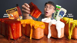 Really Drooling Mukbang Spam Balok Halal Flooded With 4 Types Of Sauce