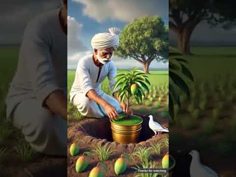 Farmer And The Pigeon Find A Golden Pot From Which Mango Plant Grows Ai