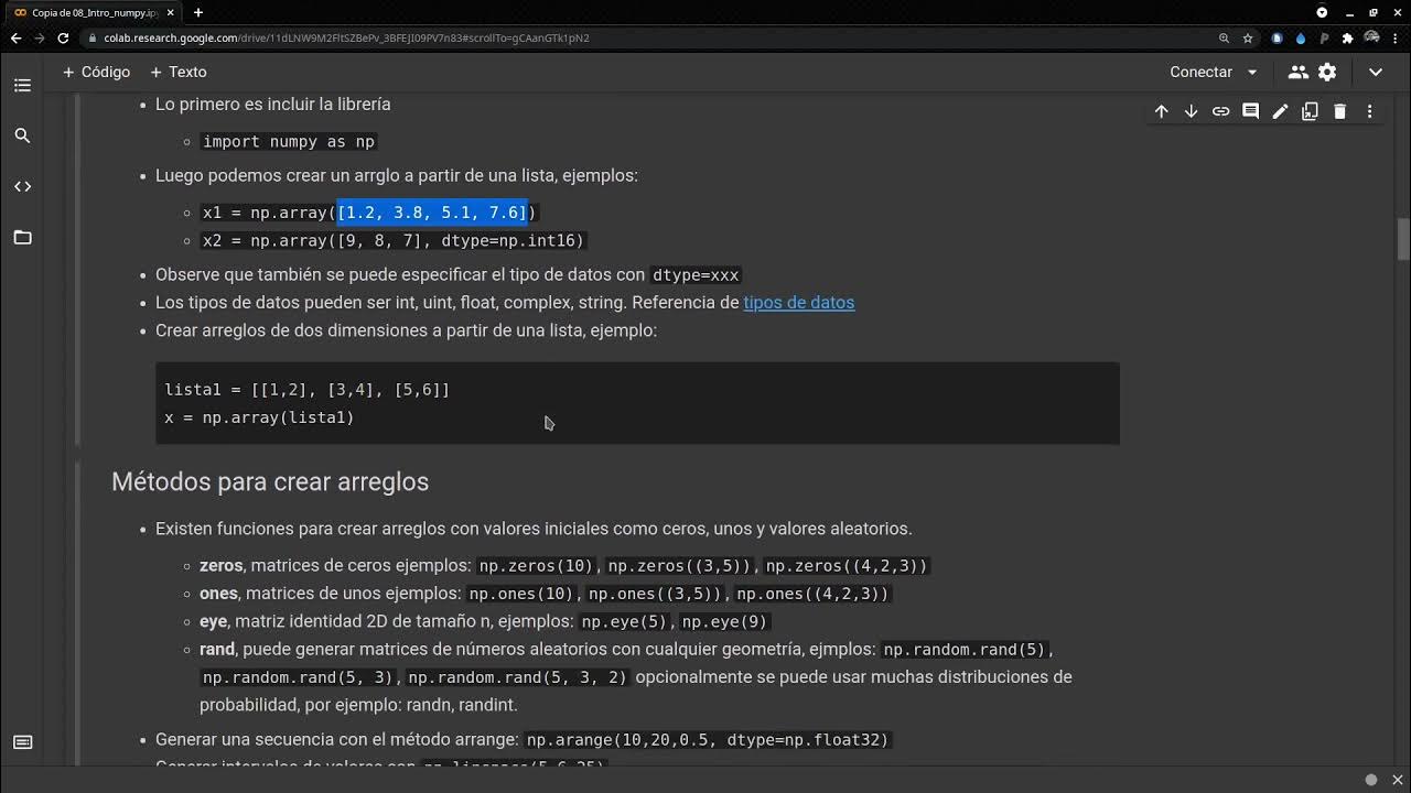 PAD 08 Introducción a numpy parte1 YouTube