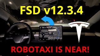 FSD 12.3.4  ROBOTAXI IS NEAR!!!  (Night Drive Tesla Model 3)