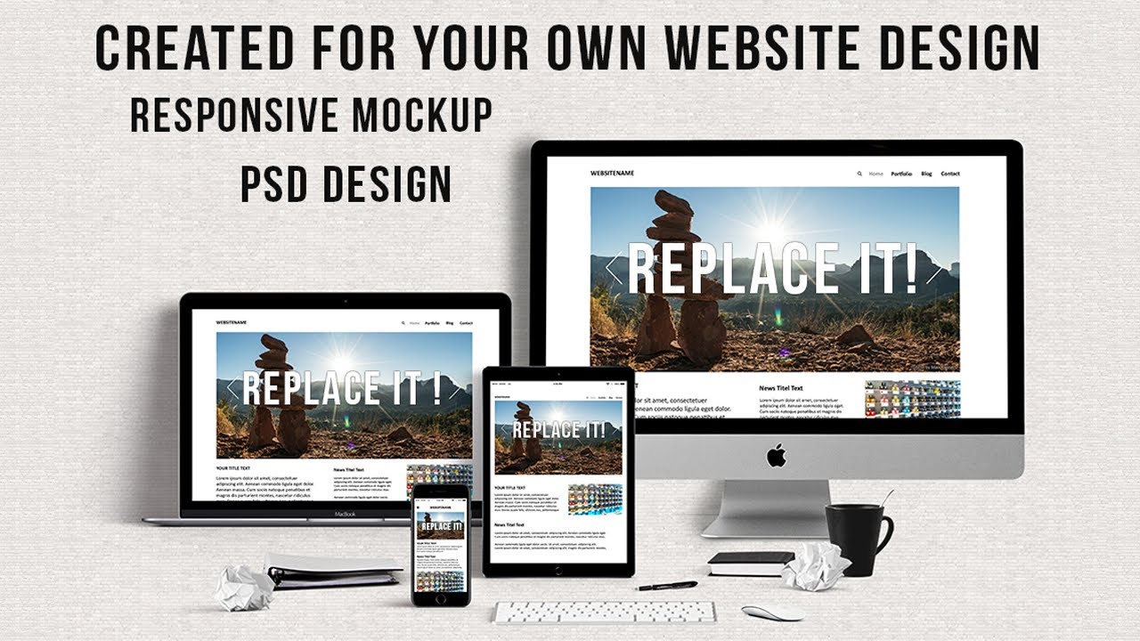 Download Website Mockup Design Template For Adobe Photoshop Cc By Maik Kleinert Youtube PSD Mockup Templates