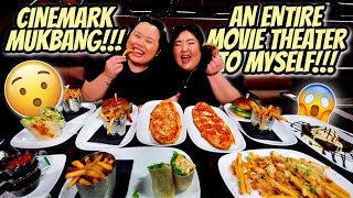 EXCITING NEWS!!! ENTIRE MOVIE THEATER TO MYSELF *TRYING CINEMARK MOVIE FOOD MUKBANG EATING SHOW*
