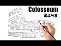 How to draw Colosseum very easy lines | The Colosseum drawing