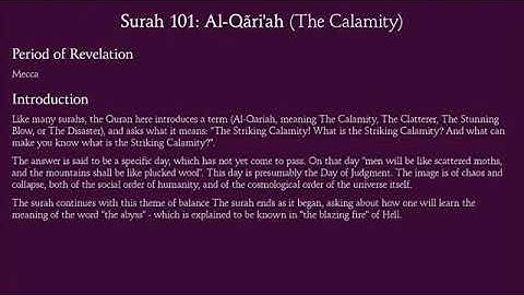 Surah 101 Al-Qari’ah  سورة القارعة   ( The Striking Hour ) Quran with English Translations