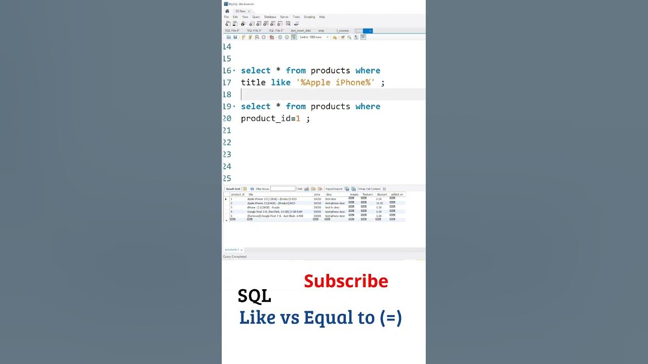 SQL Telugu Tutorial: SQL Operators (Like vs Equal To), SQL Tutorial For ...