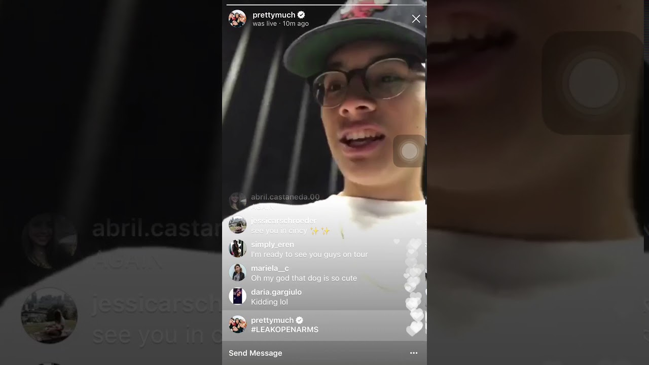 PRETTYMUCH leaking “Open arms” on their live stream! October 23rd, 2017