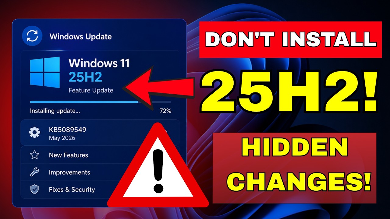 NEVER INSTALL Windows 11 25H2 Without Knowing These Changes (KB5089549 ...