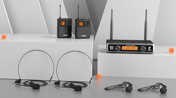 TONOR TW822 UHF Wireless Microphones System with Headset/Lavalier Lapel Mics, Bodypack Transmitter