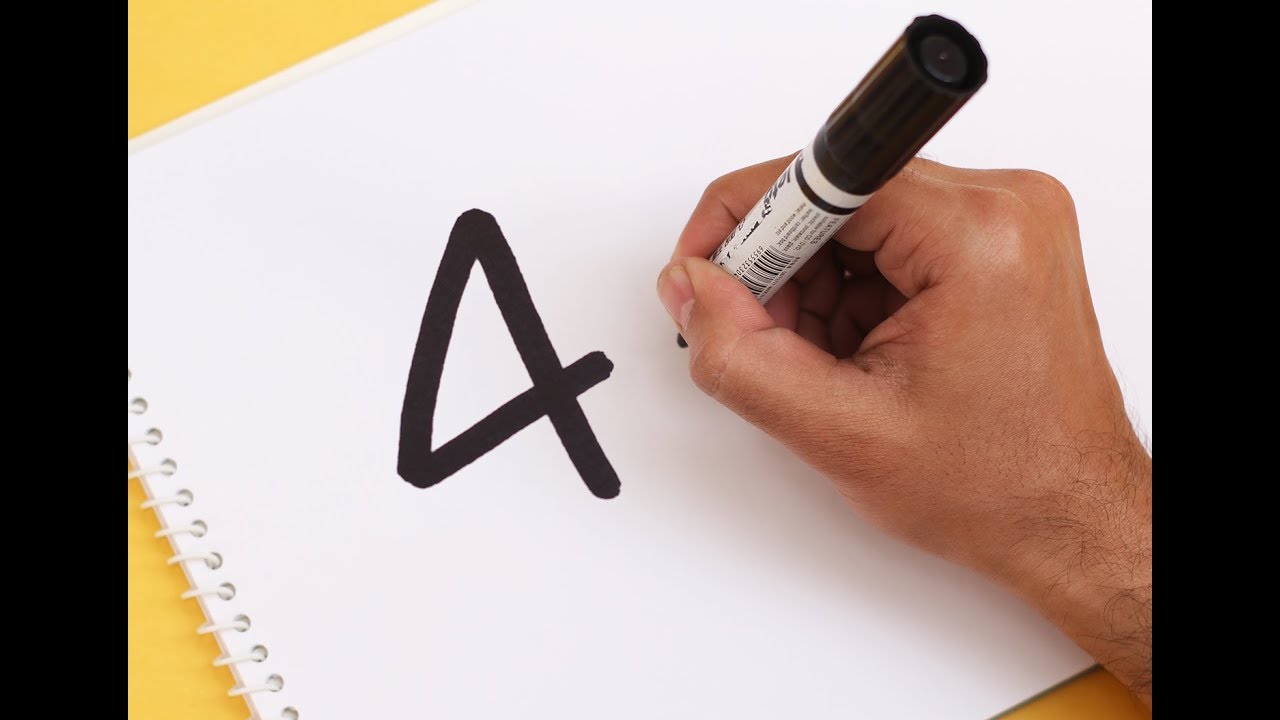 How to turn Number 4 into a Cartoon SHARK ! Fun with Number Drawing for ...