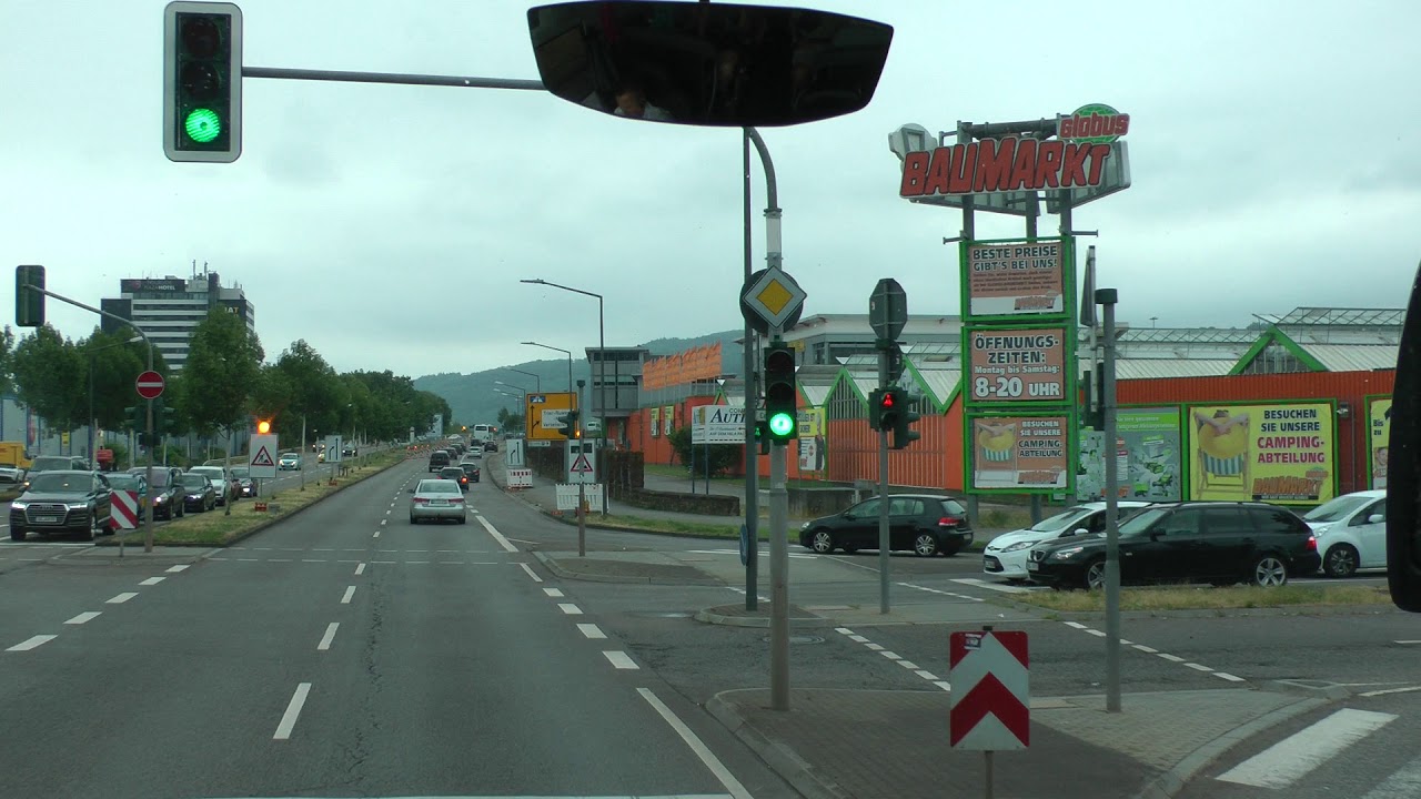 driver view Viking bus ride from Trier back to Schweich after tour of Trier