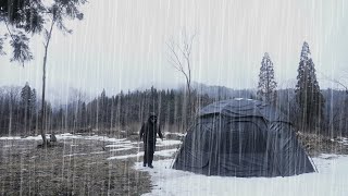 Snow Camp in the Rain | Rain Sounds | Relaxing | ASMR