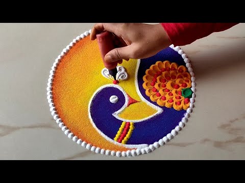 2 Beautiful Rangoli Designs For Diwali| Rangoli Using Bangles | Peacock Rangoli | Trick Rangoli