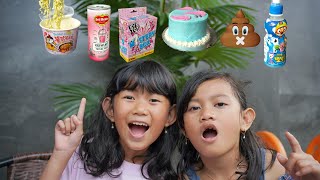 Challenge Makan Makanan Sesuai EMOJI PINK DAN BIRU | Salsa and family