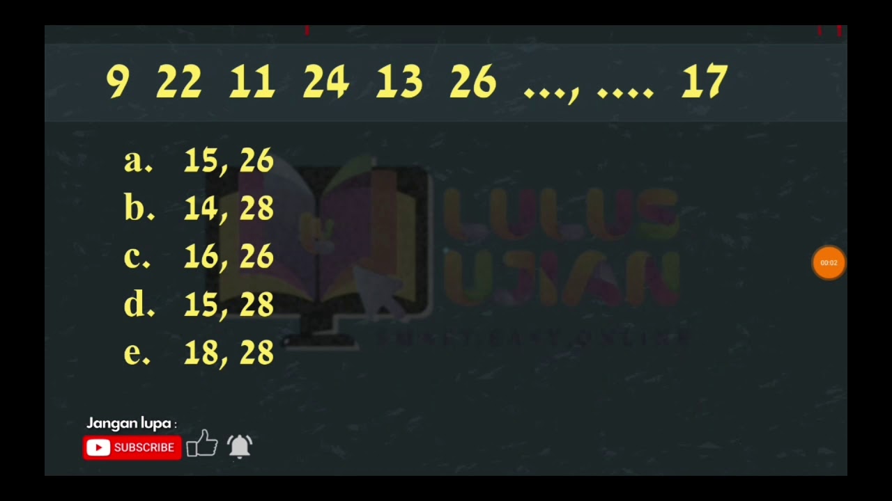 Lulusujian Tips Soal Tes Deret Irama Bilangan Matematika Berpola 9 22 11 24 13 26 Youtube