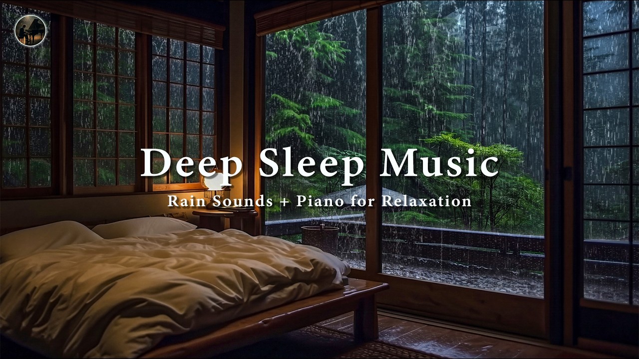Peaceful Piano Music + Rainy Night Bedroom Ambience – Relaxing Sleep Music for Deep Rest & Calm Mind