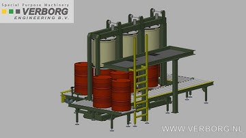 SolidWorks Modular Design - Tight Head Steel Drum Vacuum Testing Line (Fully Automatic)
