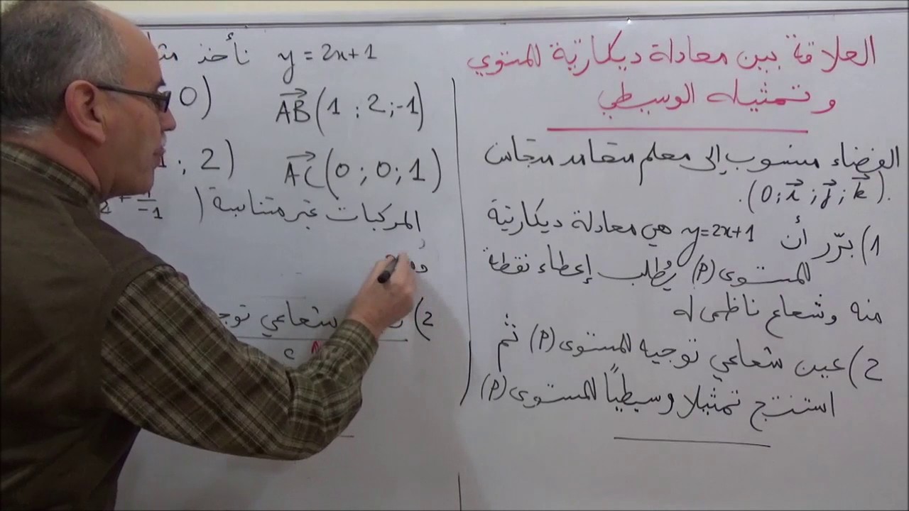 2 -  العلاقة بين معادلة ديكارتية للمستوي و تمثيله الوسيطي mp4