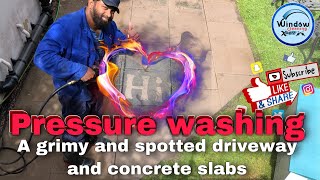 Pressure washing a (grimy and black spotted) driveway and concrete patio slabs * Satisfying video* screenshot 5